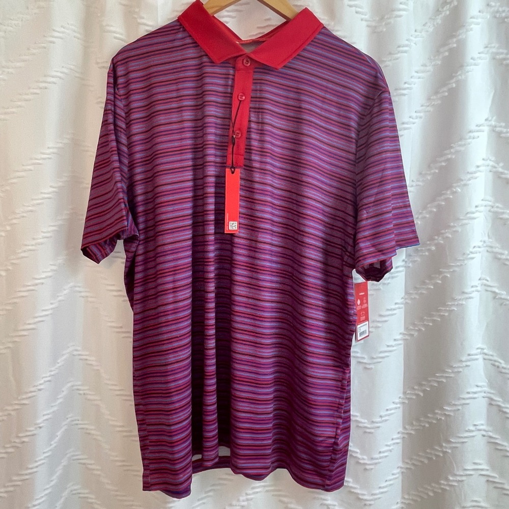 Redvanly Archer Polo Mens XXL Rio Striped PUREpoly Golf Shirt R2304 NWT